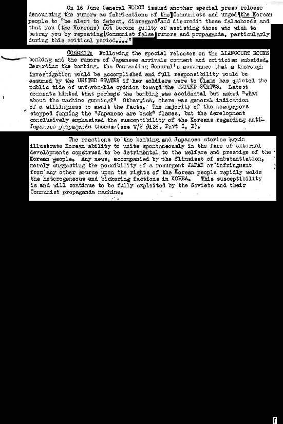 Page 14-15: USAFIK's assessment of the bombing.